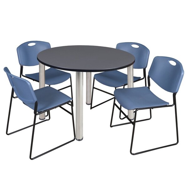 Regency Kee Round Table & Chair Set, Wood, Metal, Polypropylene Top, Grey TB48RNDGYBPCM44BE - main